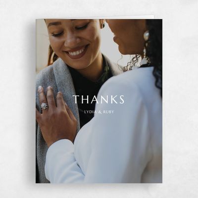White Simple Wedding Thank You - Emeline Photo