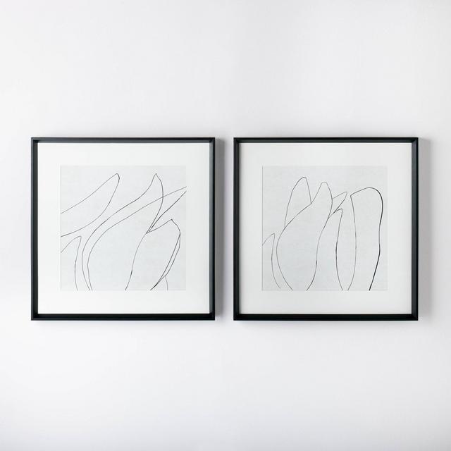 30" x 30" Sketch Art Print Black/White (Set of 2)- Threshold™ designed with Studio McGee