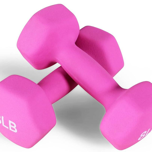 Fitvids Neoprene Dumbbell Hand Weights, Anti-Slip, Anti-roll, Hex Shape Colorful, Pair or Set with Stand
