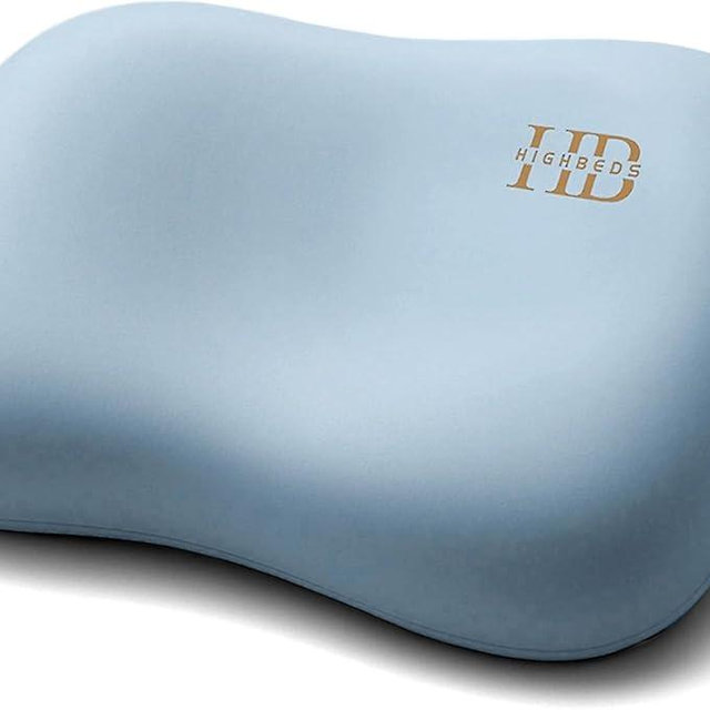 HighBeds Cervical Neck Pillow - Side Sleeper Pillow for Neck Pain Relief, Soft Ergonomic Memory Foam Pillows Ice Silk Zipperless Pillowcase, Eco-Friendly and Durable Material (Blue)