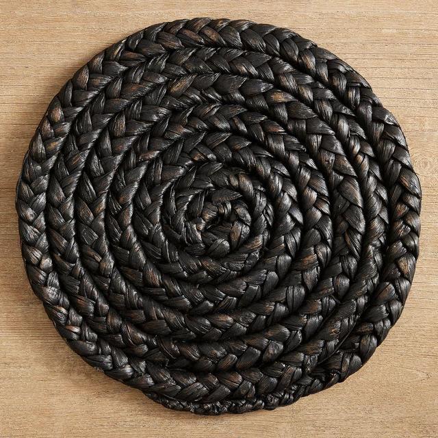 Beachcomber Round Woven Placemats, Set of 4 - Black