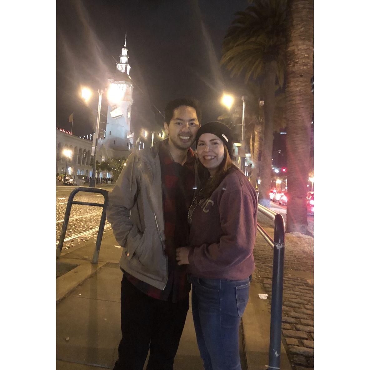 Our first photo together at the SF Ferry Building. July 4th 2018.