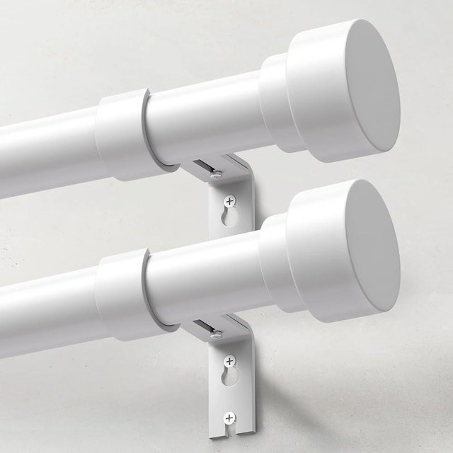 IFELS 2 Pack Heavy Duty Curtain Rods for Windows 66 to 120 Inch, 1 Inch White Adjustable Curtain Rod Set with Easy Installation and Modern Design (A1,White,30-120",2Pack)