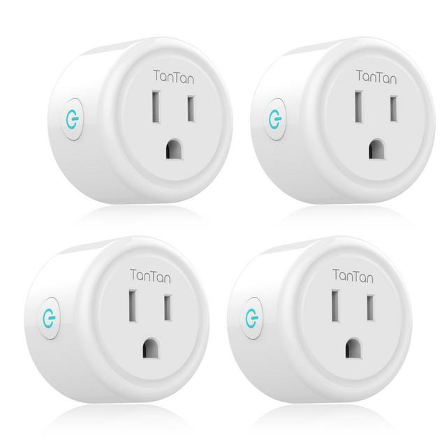 Smart Plug TanTan WiFi Enabled Mini Socket - 4 Packs, Timer Outlet, Work with Amazon Alexa & Google Assistant, No Hub Required, Remote Control Your Devices from Anywhere, ETL Listed