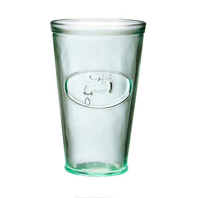 Amici Home Italian Recycled Green Water Tap Hiball Glass, 16oz, Set of 6