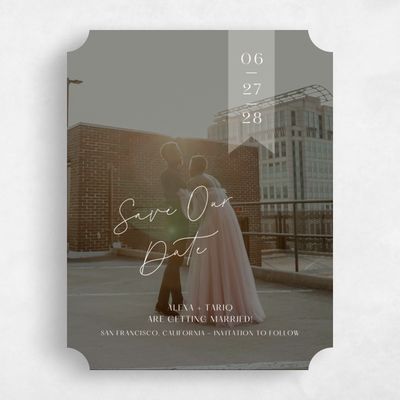 White Ticket Wedding Save the Date - Raven Photo
