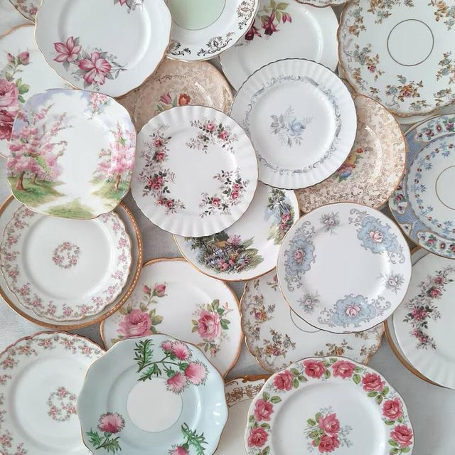 12 Thrifted Vintage China Plates