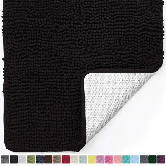 Gorilla Grip Original Luxury Chenille Bathroom Rug Mat, 36x24, Extra Soft and Absorbent Shaggy Rugs, Machine Wash and Dry, Perfect Plush Carpet Mats for Tub, Shower, and Bath Room, Black
