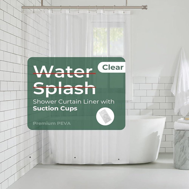 HARBOREST Clear Shower Curtain Liner with Side Suction Cups, Premium PEVA Plastic Shower Liner with 3 Magnets, Waterproof Bathroom Curtain, 54 x 72, Clear