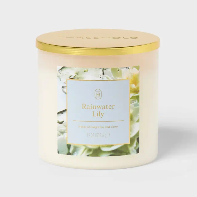 3 Wick Rainwater Lily Jar Candle White 19oz - Threshold™