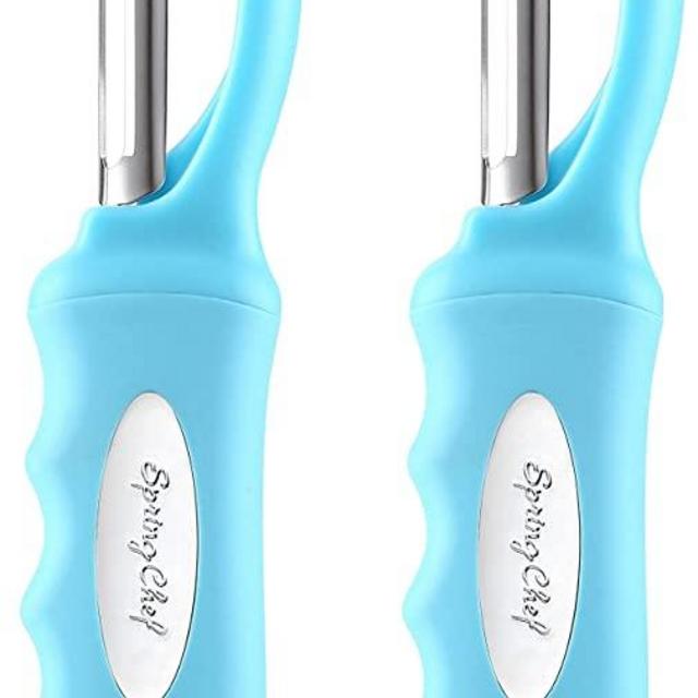 Spring Chef Premium Swivel Vegetable Peeler, Soft Grip Handle and Ultra Sharp Stainless Steel Blades - Perfect Kitchen Peeler For Veggie, Fruit, Potato, Carrot, Apple - Aqua Sky - Set of 2