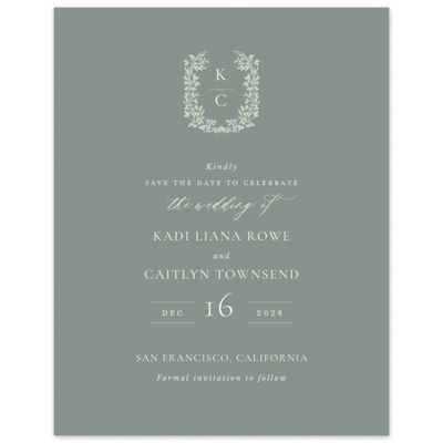 Deep Sage, Green Wedding Digital Save the Date - Mirra Portrait