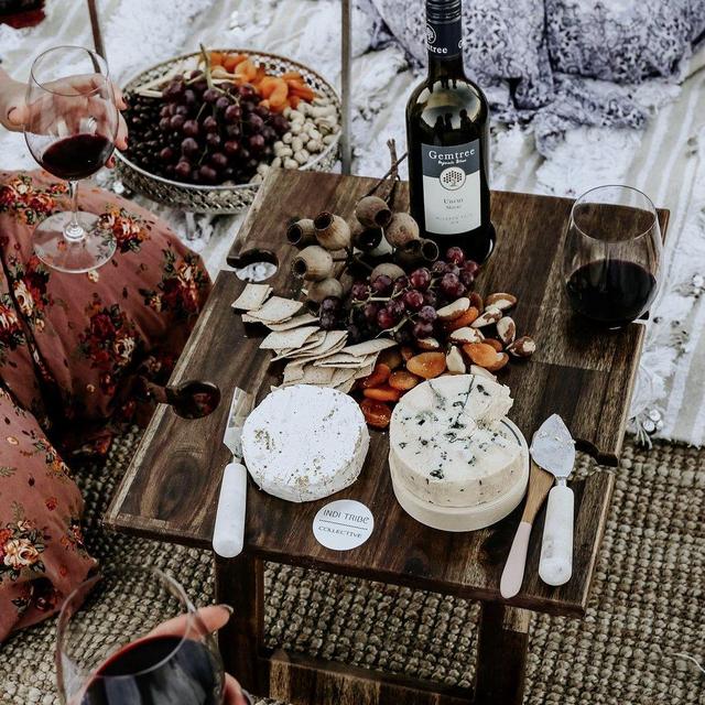Folding Wine Table - 4 Glass Hardwood