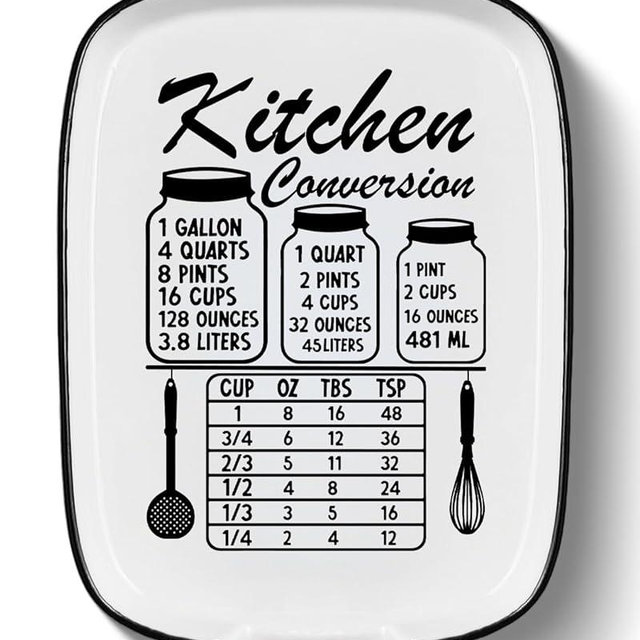 MBRUH Funny Large Spoon Rest for Stove Top, Ceramic Spoon Holder for Kitchen Counter Cooking Utensil Rest, Measurement Conversion Chart Farmhouse Kitchen Decor and Accessories for Cooking Lovers