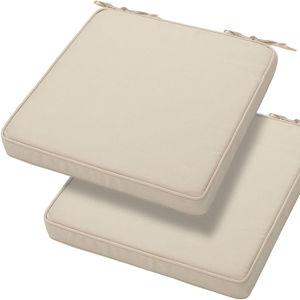 Magpie Fabrics Indoor Outdoor Waterproof Square Chair Cushion, 18" x 18" x 2.5", 2 Pack, Water Resistant Seat Cushions, for Patio Garden Office, Olefin Beige
