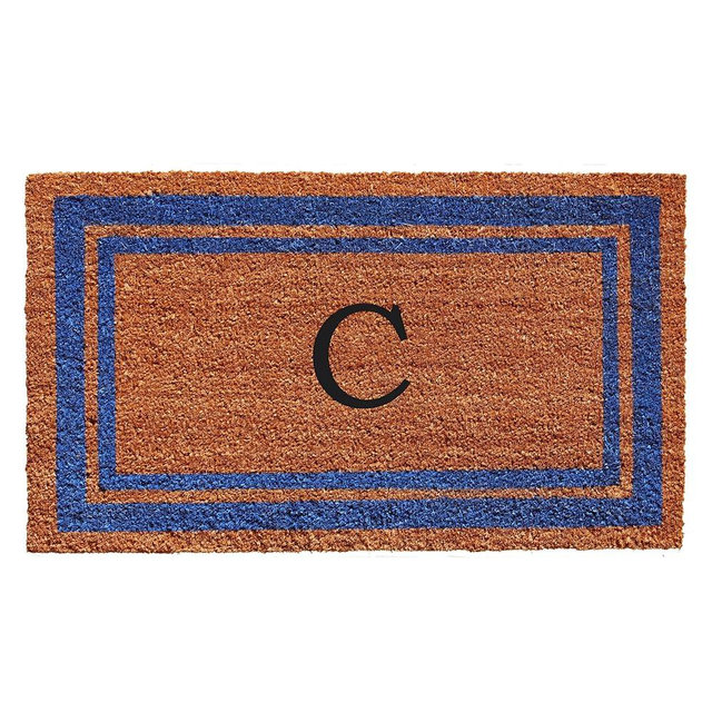 Calloway Mills 152972436C Blue Border 24" x 36" Monogram Doormat (Letter C)