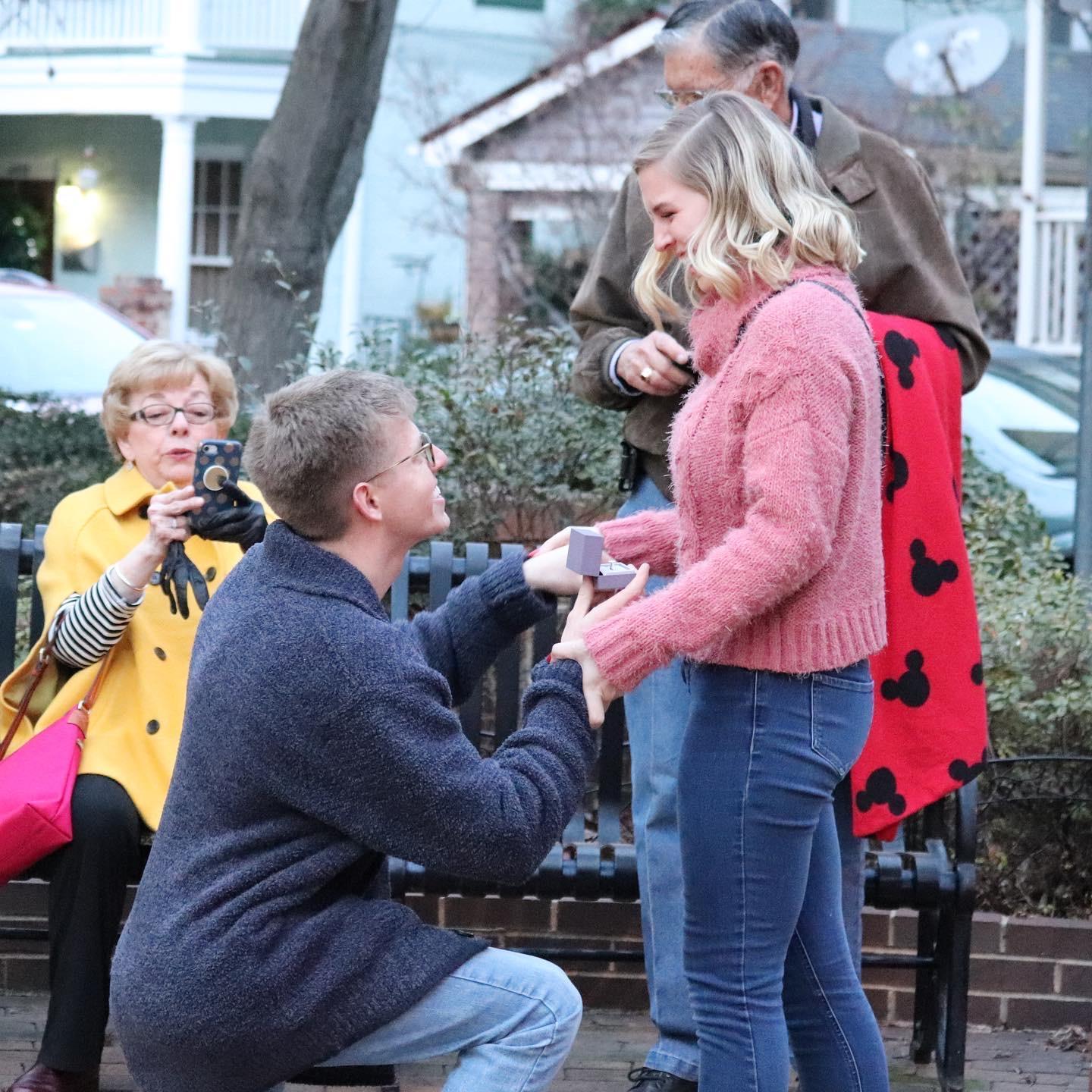 He proposed! It was such a special moment. I couldn't have imagined it any other way! I was completely unsuspecting.We had made plans to look at rings 2 months later! I didn't know he already had one!