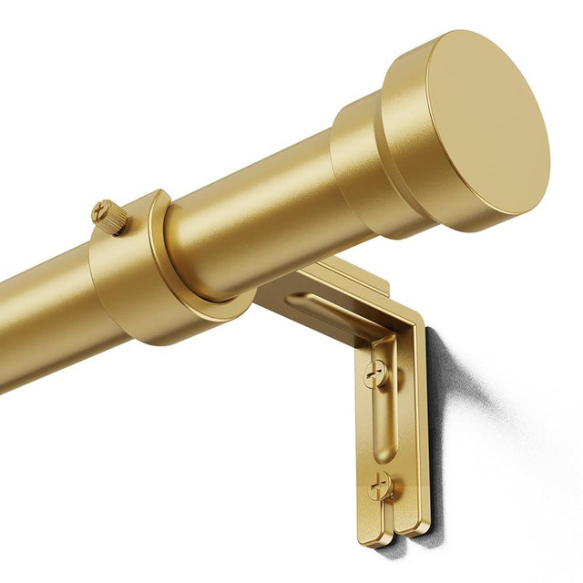 YaFex Curtain Rods 32-58 Inch, Heavy Duty 1 Inch Adjustable Curtain Rod for Windows, Gold Short Window Treatment Rods, Modern Design, Easy Installation