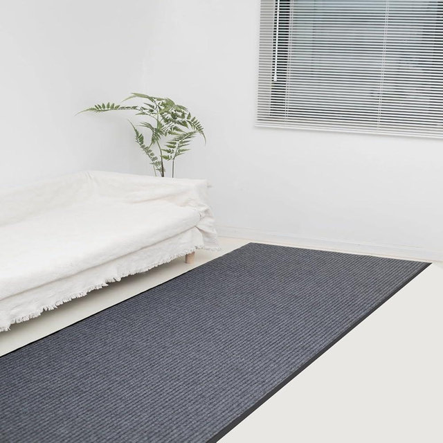 Front Door Mat, 3' x 5' Heavy Duty Door Mat Outside Entrance, Non-Slip Welcome Mat, Absorbent & Dirt Resistant, Low Profile Large Door Mats, Commercial Rugs for Entryway Indoor Outdoor, Grey