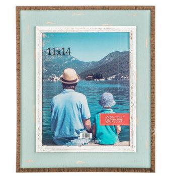 Aqua & Walnut Rustic Wood Wall Frame - 11" x 14"