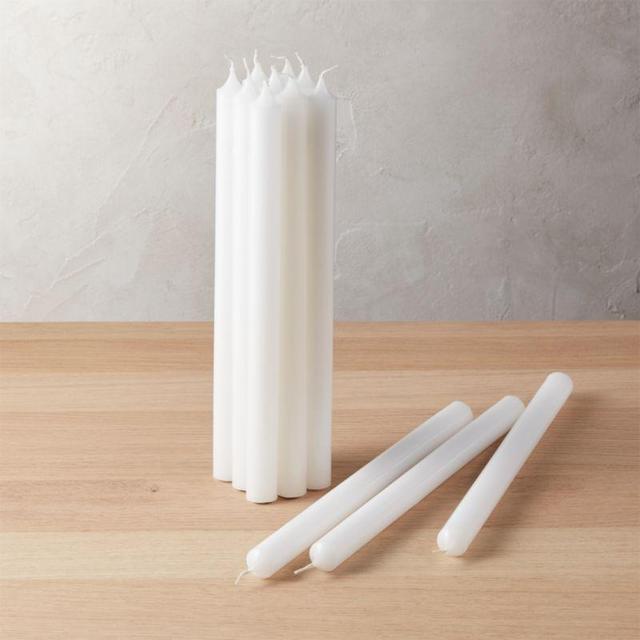 Set of 12 White Taper Candles