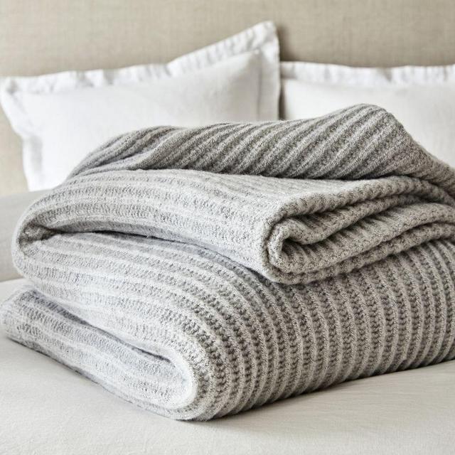 Gray Thermal Knit Blanket, Full/Queen