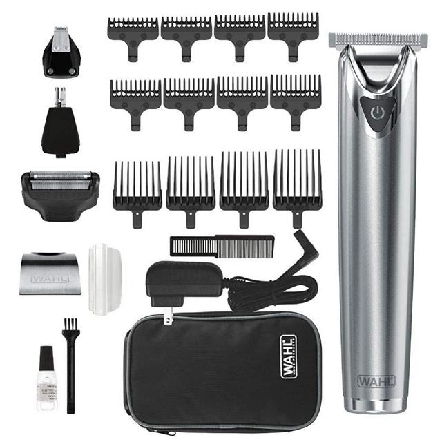Wahl Stainless Steel Lithium Ion 2.0+ Slate Beard Trimmer for Men - Electric Shaver, Nose, Ear Trimmer, Rechargeable All In One Men's Grooming Kit - Model 9864SS
