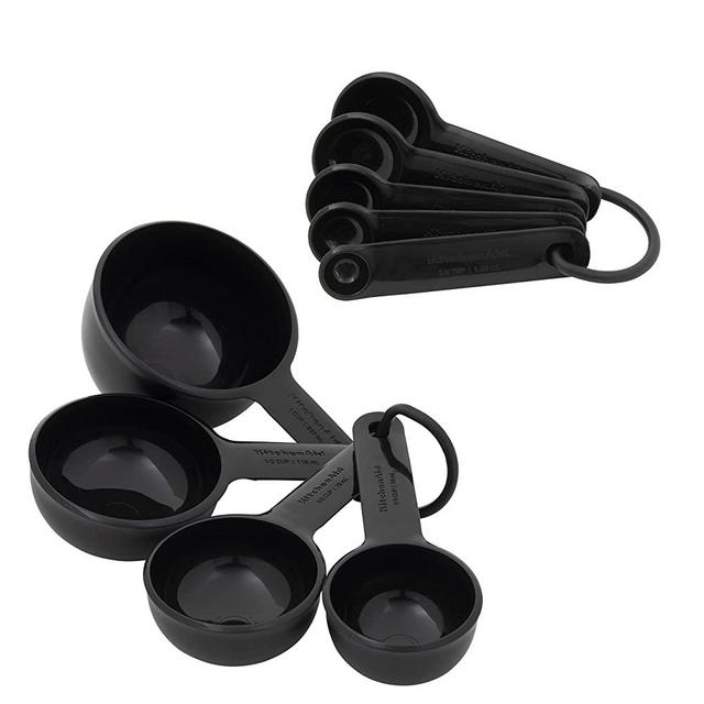 KitchenAid Universal Measuring Cup and Spoon Set, 9 Piece, Black