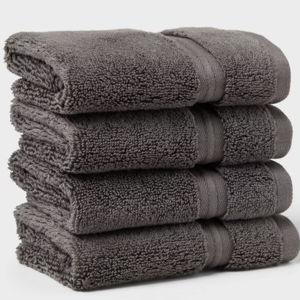 4pk Spa Plush Washcloth Set Dark Gray - Threshold™