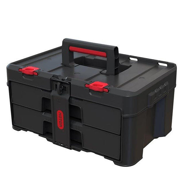 Keter Stack-n-Roll Two Drawer Tool Box for Small Parts and Power Tool Accessories, Fits Keter Modular Tool Storage System