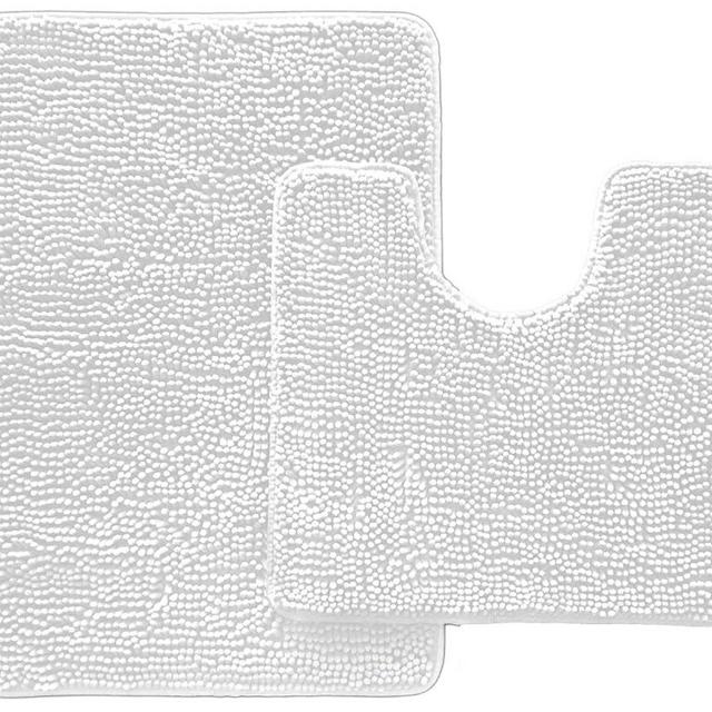 Gorilla Grip Area Rug Set, Soft Chenille 2 Piece Sets, Toilet Base Mat & 30x20 Mat, Absorbent Washable Mats, Microfiber Dries Quickly, Rugs for Home, Kitchen, Bath Tub, Bathroom, White