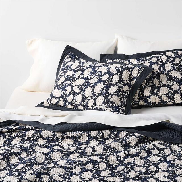 Celeste Organic Cotton Midnight Navy Floral King Quilt