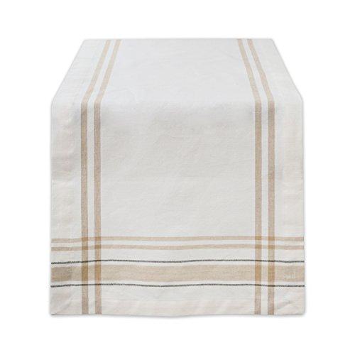 DII 100% Cotton Machine Washable, Everyday French Stripe Kitchen Table Runner for Dinner Parties, Events, Decor 14x108, 14 x 108, Chambray White