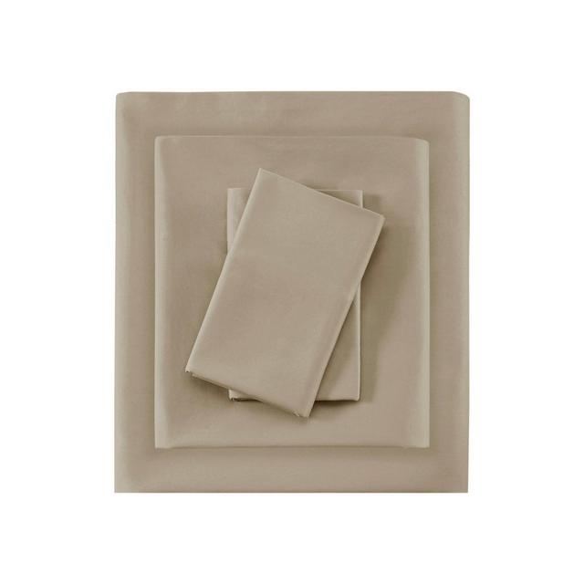 Queen 525 Thread Count Solid Cotton Sheet Set Khaki