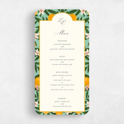 Blue Rounded Wedding Menu - Melissa