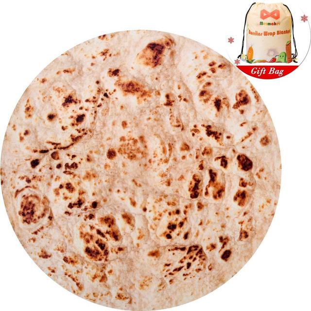 mermaker Burritos Blanket for Adult and Kids, Novelty Tortilla Throw Blanket Adult 80 inches, Realistic Soft Flannel Taco Blanket (Yellow Blanket-10)
