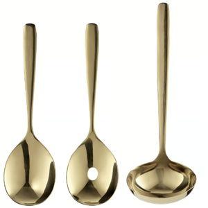 TILLAGD 3-piece serving utensil set - brass color