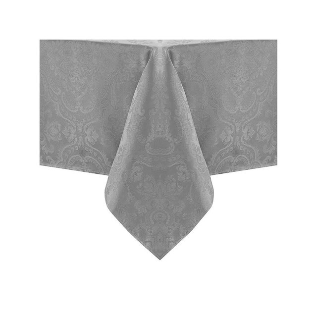 Elrene Home Fashions Caiden Elegance Damask Waterproof, Stain & Wrinkle Resistant Fabric Tablecloth, 60" x 120" Oblong/Rectangle, Silver