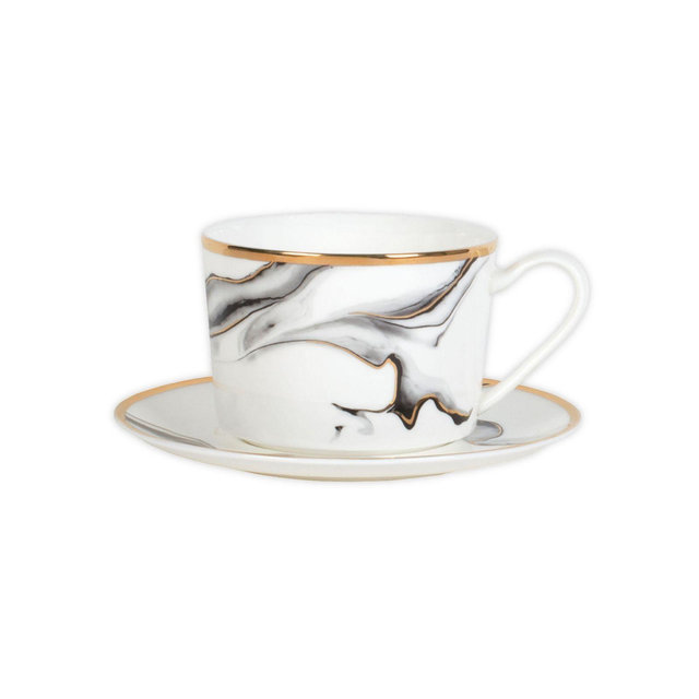 Olivia & Oliver™ Harper Marble Gold Cup and Saucer in Grey