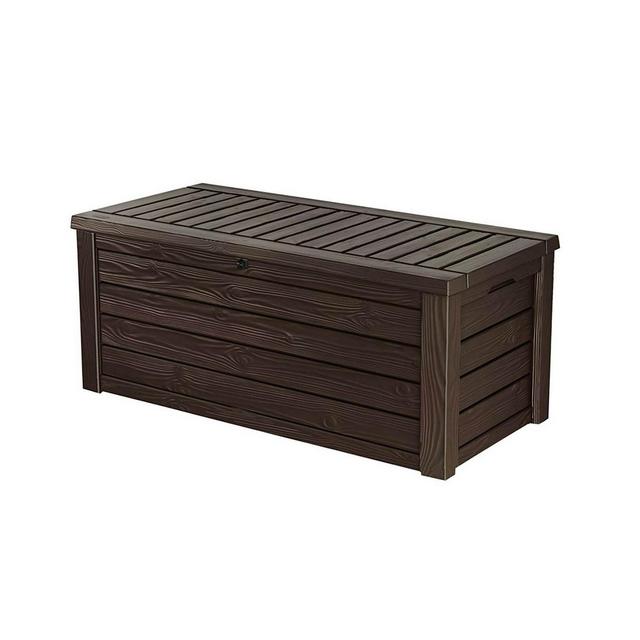 Keter Westwood 150 Gallon All Weather Outdoor Patio Storage Deck Box and Bench - Espresso Brown