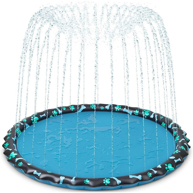 SplashEZ Non Slip Splash Pad for Kids & Dogs, 89’’ Extra Large Splash Pad Sprinkler for Kids, Dog Water Summer Toys - Great Outdoor Toys for Toddlers 1-3 & Children Ages 4-8, Baby Pool for Backyard