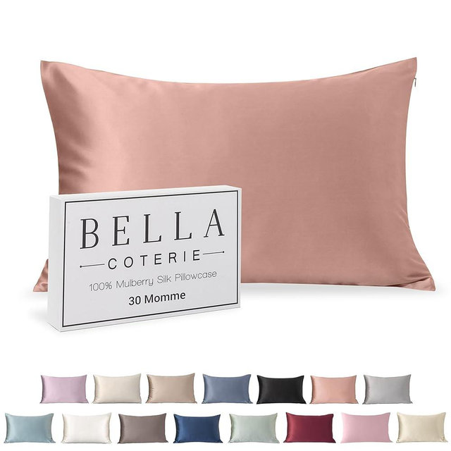 Bella Coterie Luxury Silk Pillowcase for Hair and Skin | 30 Momme | 100% Pure 6A Mulberry Silk | Super Soft | Perfectly Plush [King, Dusty Rose]
