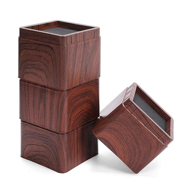MEETWARM 3 inch Bed Risers Heavy Duty Stackable Furniture Risers for Couch Sofa Bed Desk Table (Wood Grain Color), Set of 4