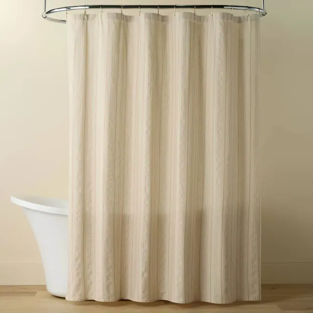 Vertical Stripe Shower Curtain Beige/Blush - Hearth & Hand™ with Magnolia