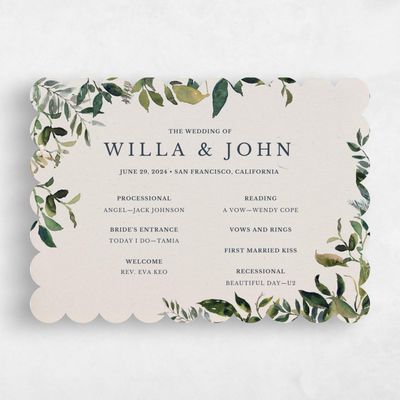Beige Scalloped Wedding Program - Buxton