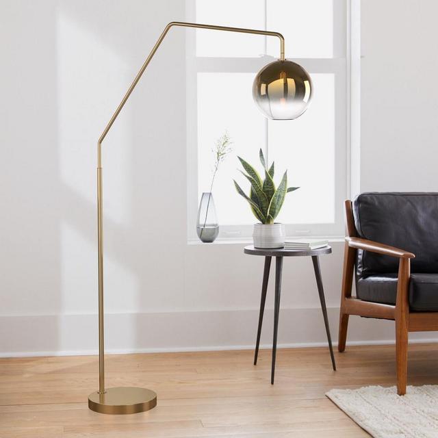 Sculptural Overarching Floor Lamp, Globe Medium, Gold Ombre, Antique Brass, 10.6"