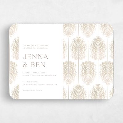 Beige Rounded Wedding Invitation - Curacao Landscape