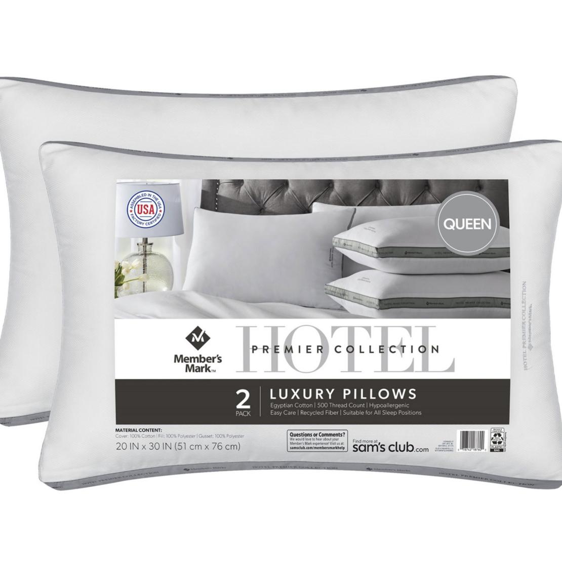 Member's Mark Hotel Premier Collection Bed Pillows, 2 Pack