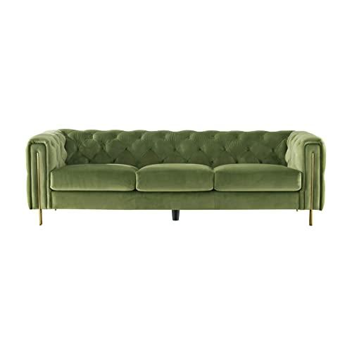 Acanva Luxury Chesterfield Vintage Tufted Velvet Living Room Sofa, Couch, Mint green