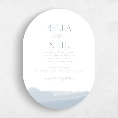Blue Oval Wedding Invitation - Saif Portrait